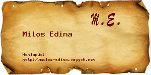 Milos Edina névjegykártya